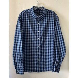 J. Crew Shirt Mens Large Slim Button Up Oxford Blue Gingham Long Sleeve Preppy